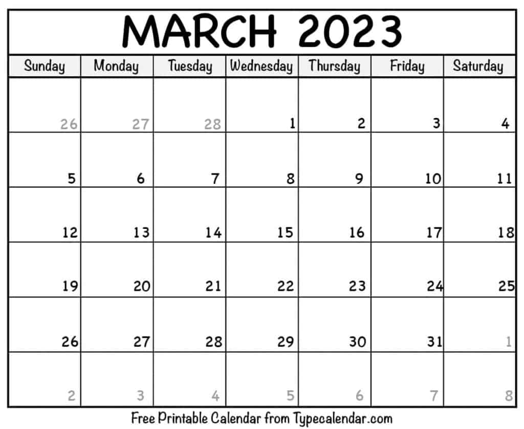 Printable March 2023 Calendar Templates With Holidays FREE 