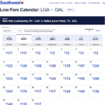 Southwest Airlines Low Fare Calendar 1 888 530 0499
